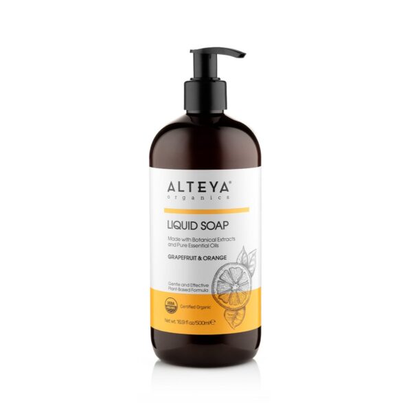 Hair and body care liquid soaps Organic Liquid Soap Grapefruit Orange 500 ml alteya organics 1024x1024 1