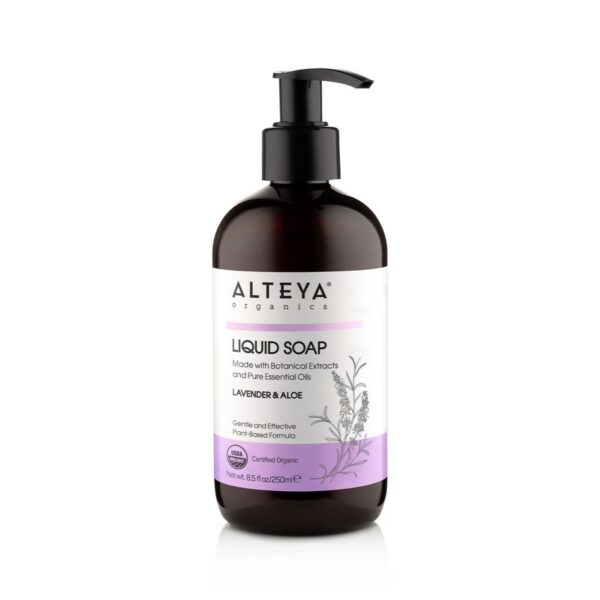 Hair and body care liquid soaps Organic Liquid Soap Lavender Aloe 250 ml alteya organics 1024x1024 1