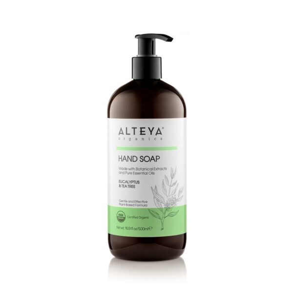 Hair and body care liquid soaps organic hand soap eucaplyptus and tea tree 500 ml alteya organics 1024x1024 1