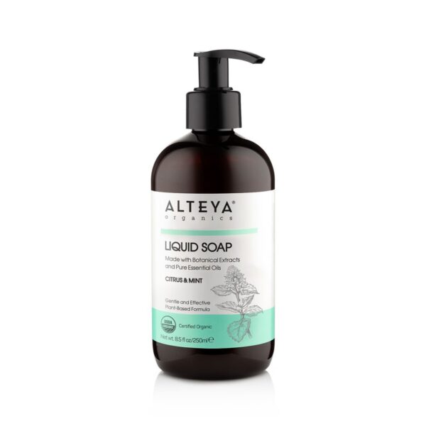 hair and body care liquid soaps Organic Liquid Soap Citrus Mint 250 ml alteya organics 1024x1024 1